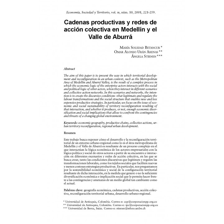 Economía, Sociedad y Territorio, Vol III, Num 10, julio-diciembre 2001
