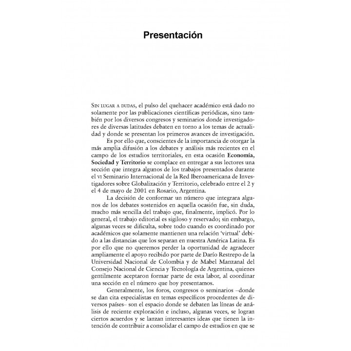 Economía, Sociedad y Territorio, Vol III, julio-diciembre 2002