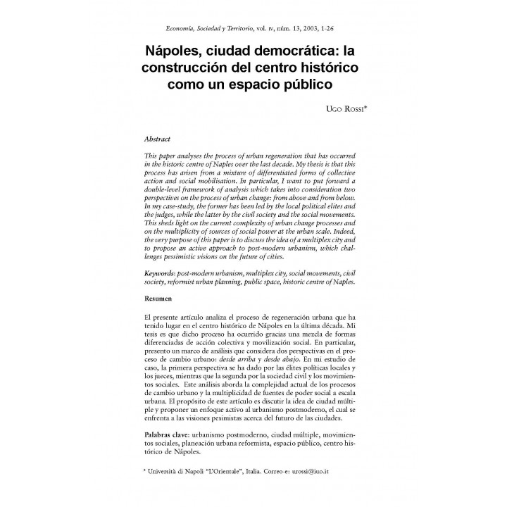Economía, Sociedad y Territorio, Vol. IV, núm. 13, enero-junio de 2003
