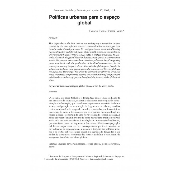Economía, Sociedad y Territorio, Vol. V, núm. 17, enero-abril de 2005