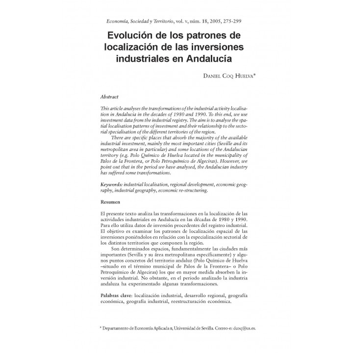Economía, Sociedad y Territorio, Vol. V, núm. 18, mayo-agosto de 2005