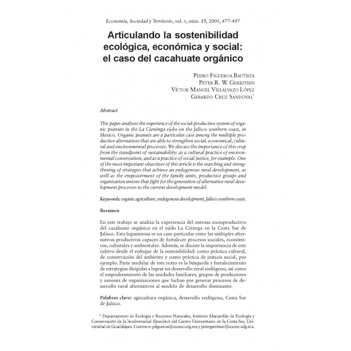 Economía, Sociedad y Territorio, Vol. V, núm. 19, septiembre-diciembre de 2005
