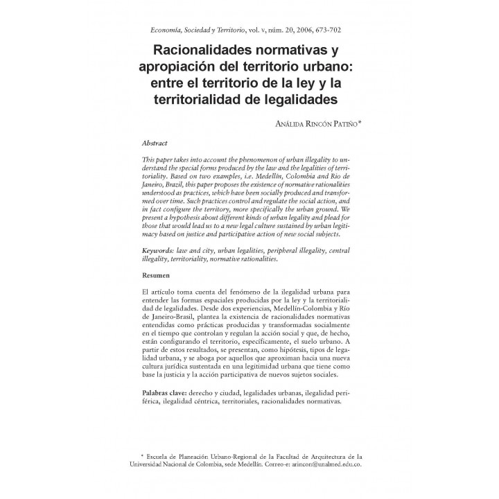Economía, Sociedad y Territorio, Vol. V, núm. 20, enero-abril de 2006
