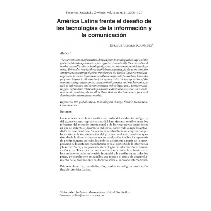 Economía, Sociedad y Territorio, vol. VI, núm. 21, mayo-agosto de 2006