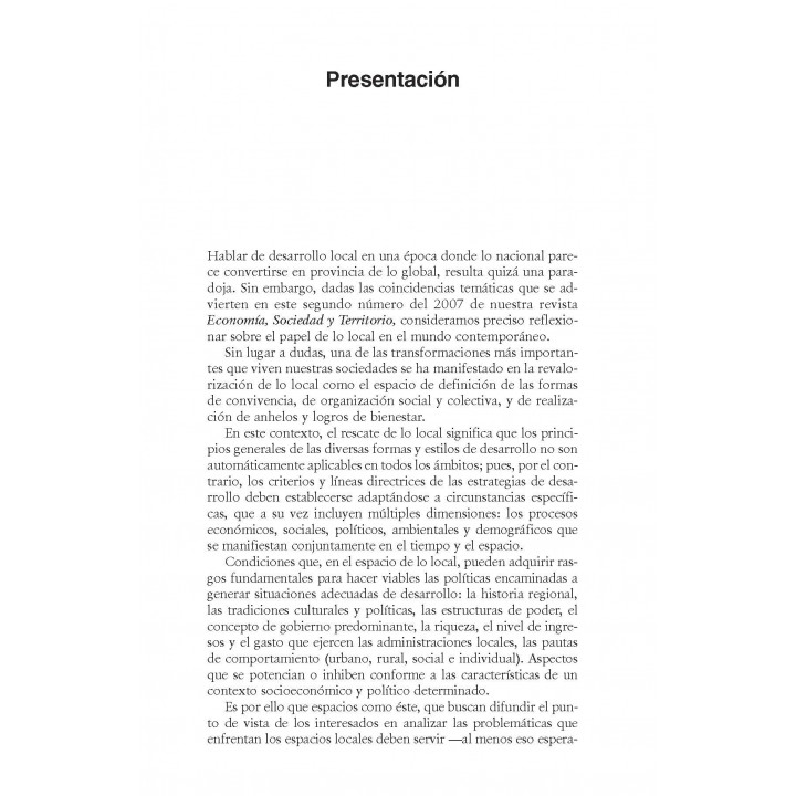 Economía, Sociedad y Territorio, Vol. VII, núm. 24, mayo-agosto de 2007