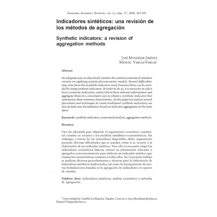 Economía Sociedad y Territorio, Vol. VIII, num 27, mayo-agosto de 2008