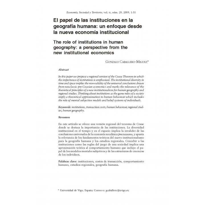 Economía Sociedad y Territorio, Vol. IX, núm 29, enero-abril de 2009