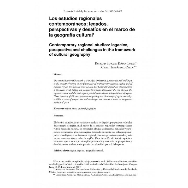 Economía Sociedad y territorio, Vol X, Num 34, septiembre-diciembre 2010