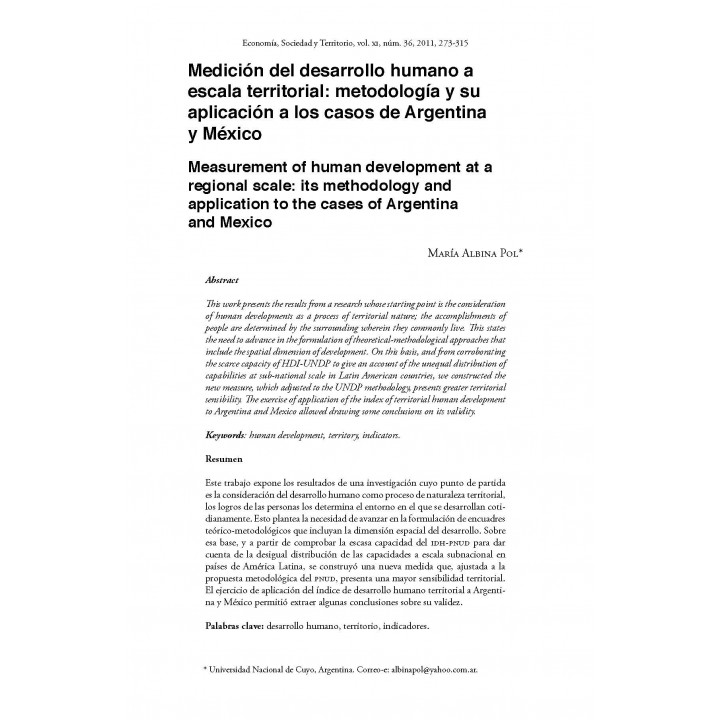 Economía, Sociedad y Territorio. Vol. XI, núm. 36, mayo-agosto de 2011
