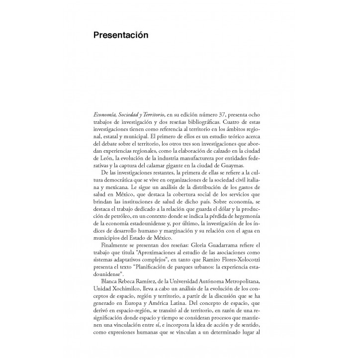Economía, Sociedad y Territorio. Vol. XI, núm. 37, septiembre-diciembre de 2011