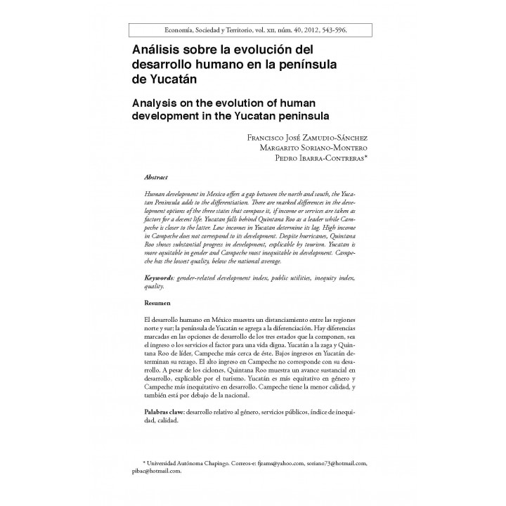 Economía, Sociedad y Territorio Vol. XII, núm. 40, septiembre - diciembre de 2012