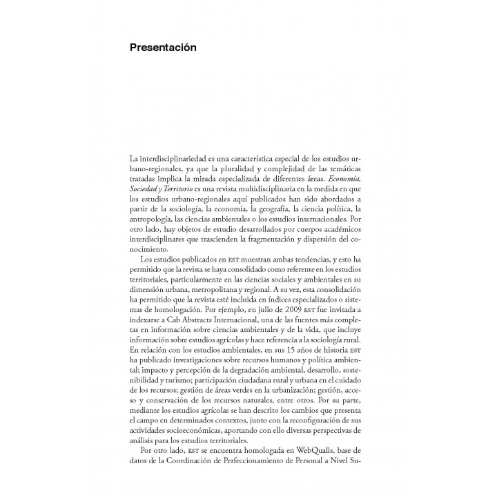 Economía, Sociedad y Territorio Vol. XII, núm. 40, septiembre - diciembre de 2012