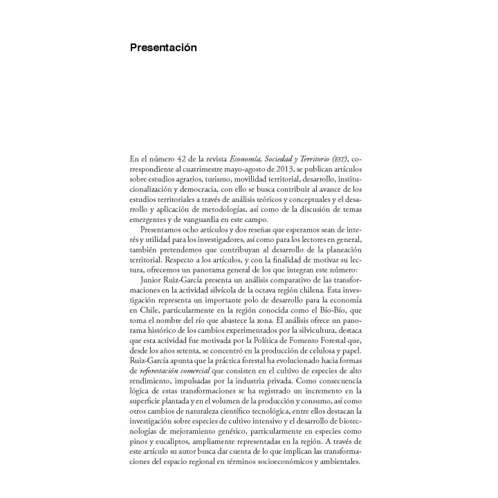 Economía, Sociedad y Territorio. Vol. XIII, núm. 42, mayo-agosto de 2013