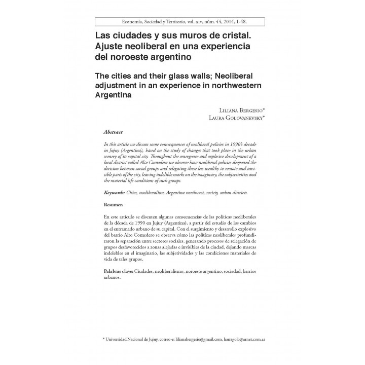 Economía, Sociedad y Territorio. Vol. XIII, núm. 44, enero-abril de 2014