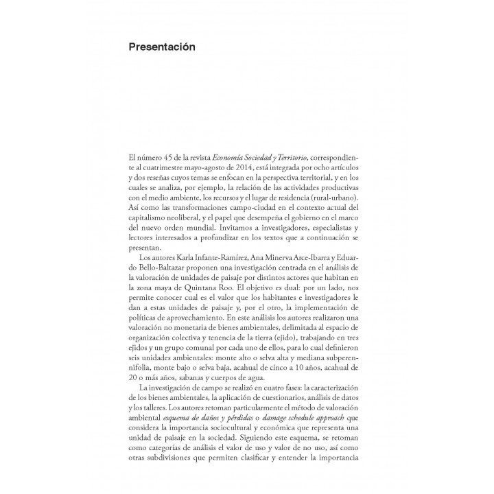 Economía, Sociedad y Territorio. Vol. XIV, núm. 45, mayo-agosto de 2014