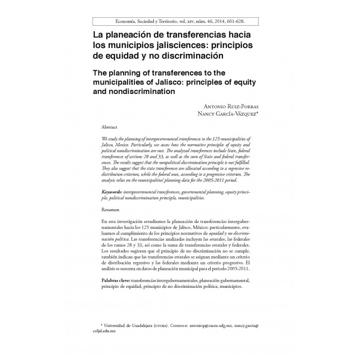 Economía, Sociedad y Territorio. Vol. XIV, núm. 46, septiembre-diciembre de 2014