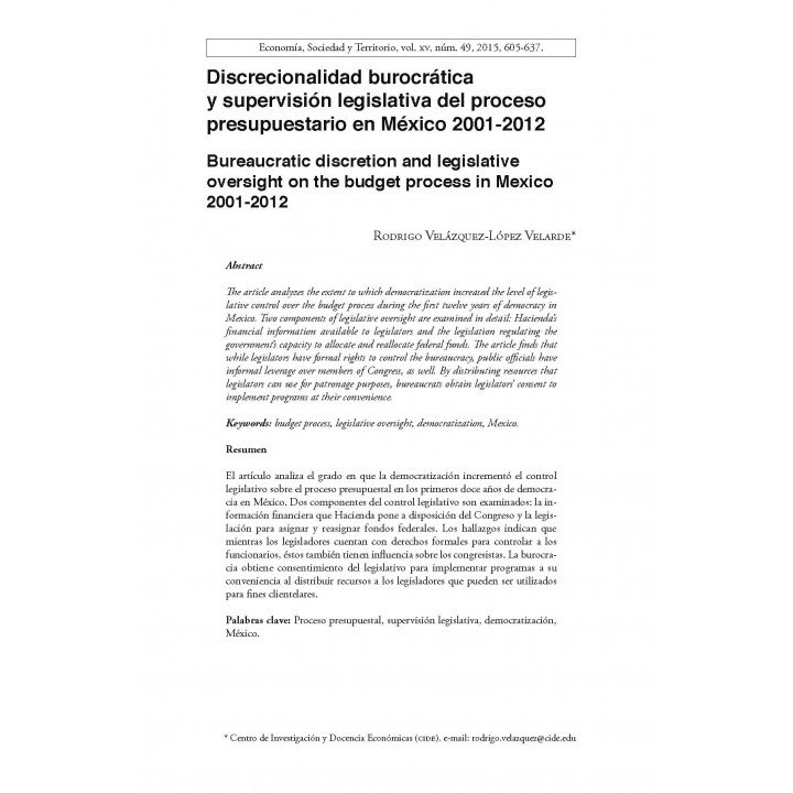 Economía, Sociedad y Territorio, vol. XV, núm. 49, septiembre - diciembre de 2015
