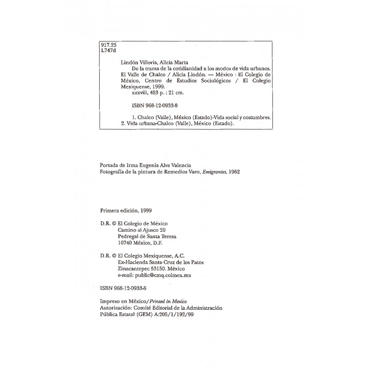 De la trama de la cotidianidad a los modos de vida urbana. El Valle de Chalco