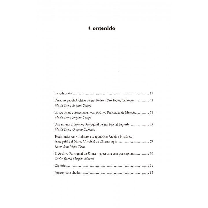 Voces indígenas en cuatro archivos parroquiales de la orden franciscana. Calimaya, Metepec, Toluca y Zinacantepec