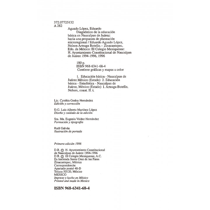 Diagnóstico de la educación básica en Naucalpan de Juárez. Hacia una propuesta de planeación microregional