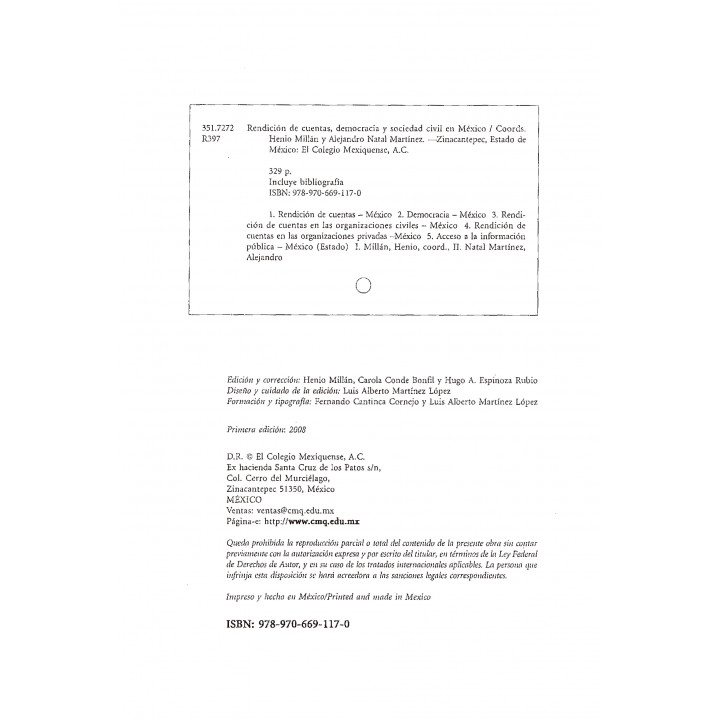 Rendición de cuentas, democracia y sociedad civil en México