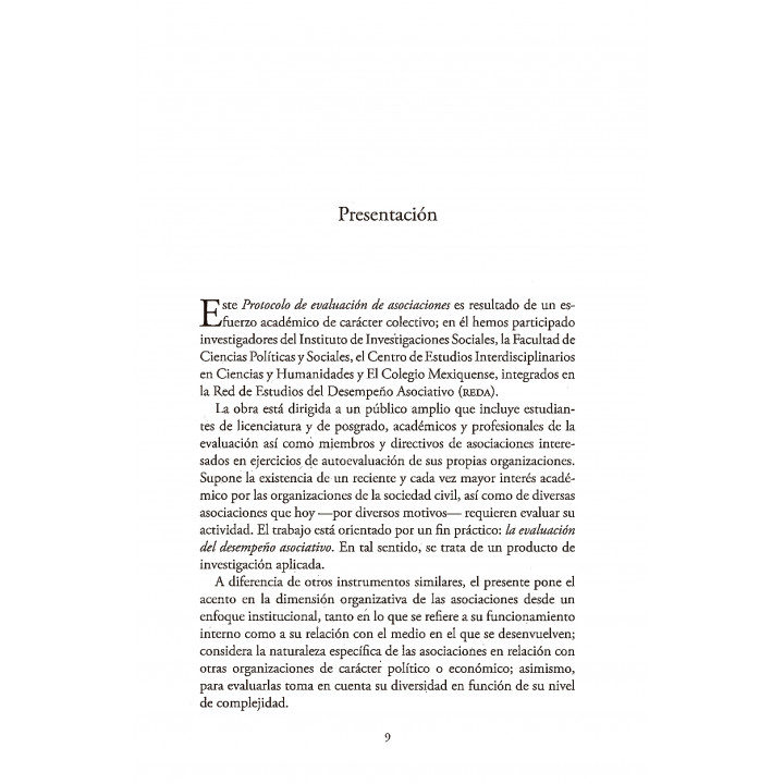 Protocolo para la evaluación de asociaciones