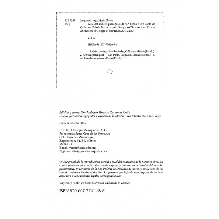 Guía del archivo parroquial de San Pedro y San Pablo de Calimaya