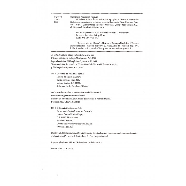 El Valle de Toluca. Época prehispánica y siglo XVI