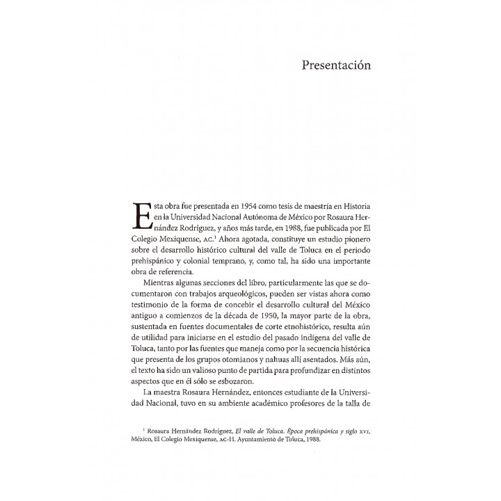 El Valle de Toluca. Época prehispánica y siglo XVI