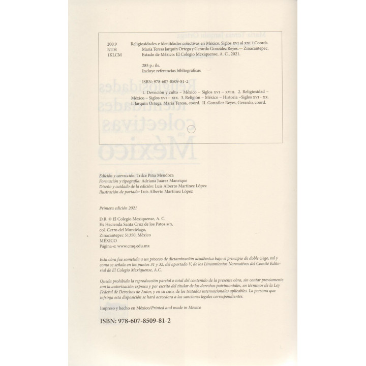 Religiosidades e identidades colectivas en México. Siglos XVI al XXI