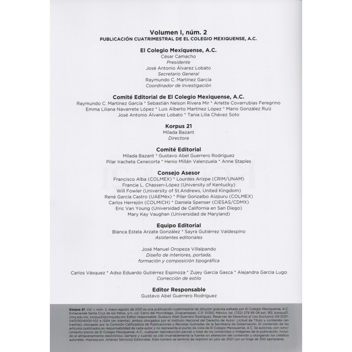 Korpus 21. Volumen 1. Número 2. Mayo/Agosto de 2021 Covid 19: Lo que la pandemia nos deja