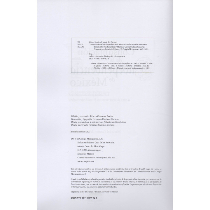 Consumación de la Independencia de México. Estudio introductorio a sus documentos fundamentales