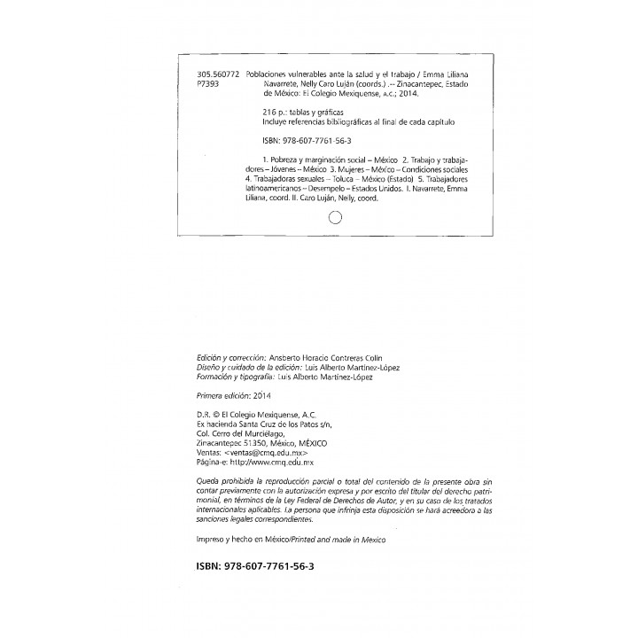 Poblaciones vulnerables ante la salud y el trabajo