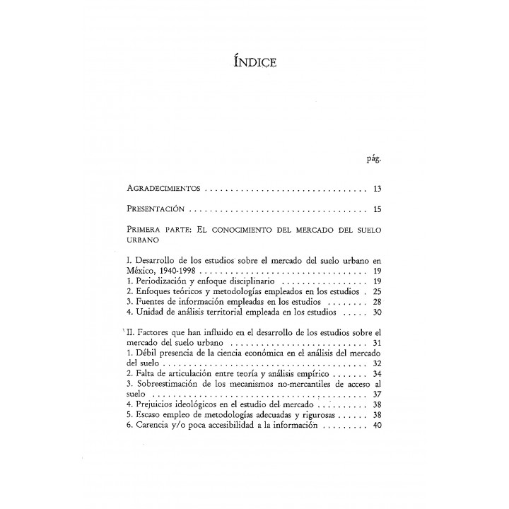 El estado del conocimiento sobre el mercado del suelo urbano en México