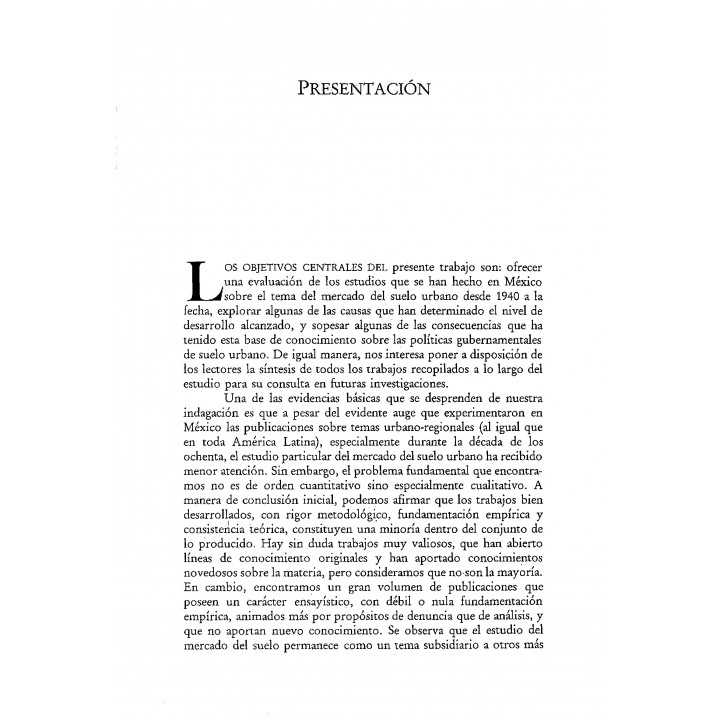 El estado del conocimiento sobre el mercado del suelo urbano en México