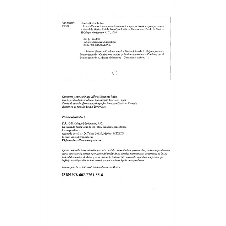 La decisión SEXUAL. Comportamiento sexual y reproductivo de mujeres jóvenes en la ciudad de México