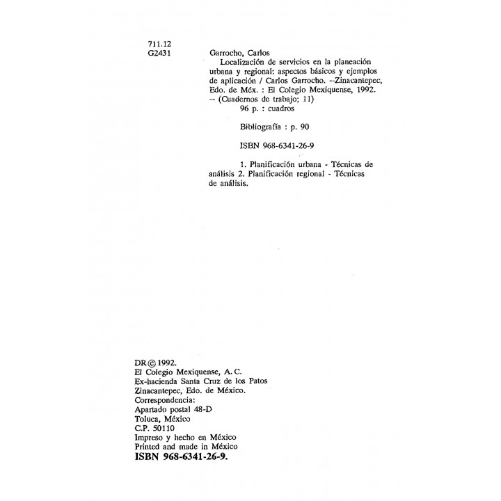 Localización de servicios en la planeación urbana y regional: aspectos básicos y ejemplos de aplicación