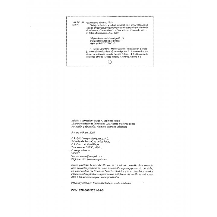 Trabajo voluntario y trabajo informal en el sector solidario. El empleo en las instituciones mexiquenses de asistencia privada