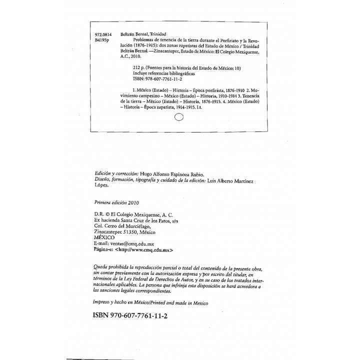 Problemas de tenencia de la tierra durante el porfiriato y la revolución (1876 – 1915)