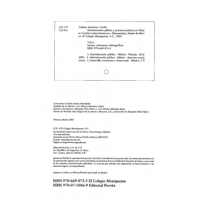 Administración pública y procesos políticos en México