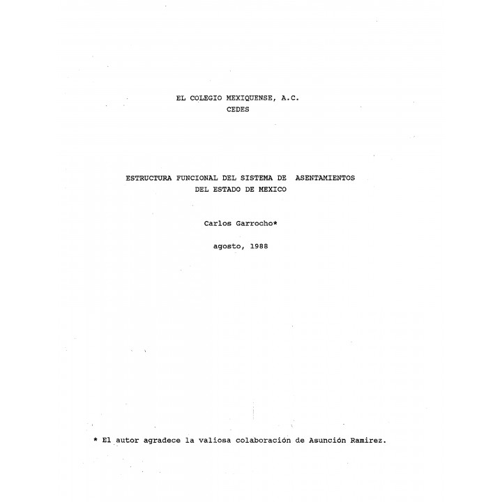 Estructura funcional del sistema de asentamientos del estado de México