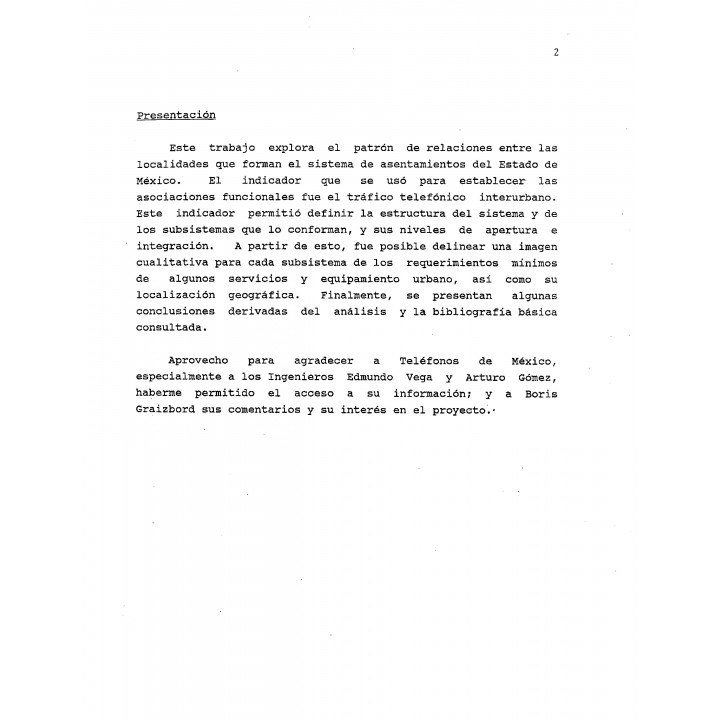Estructura funcional del sistema de asentamientos del estado de México