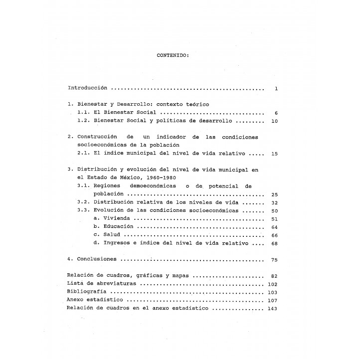 Distribución del nivel de vida municipal y satisfacción de necesidades básicas en el estado de México, 1960-1980