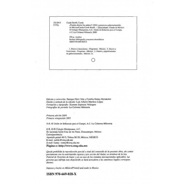 ¿Pueden ahorrar los pobres? ONG y proyectos gubernamentales en México