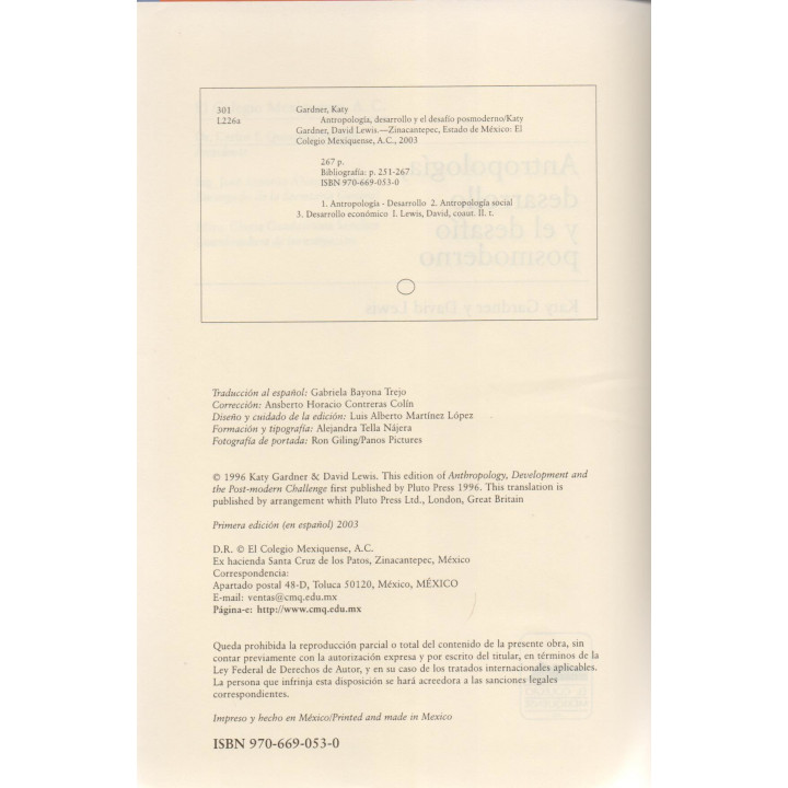 Antropología, desarrollo y el desafío posmoderno