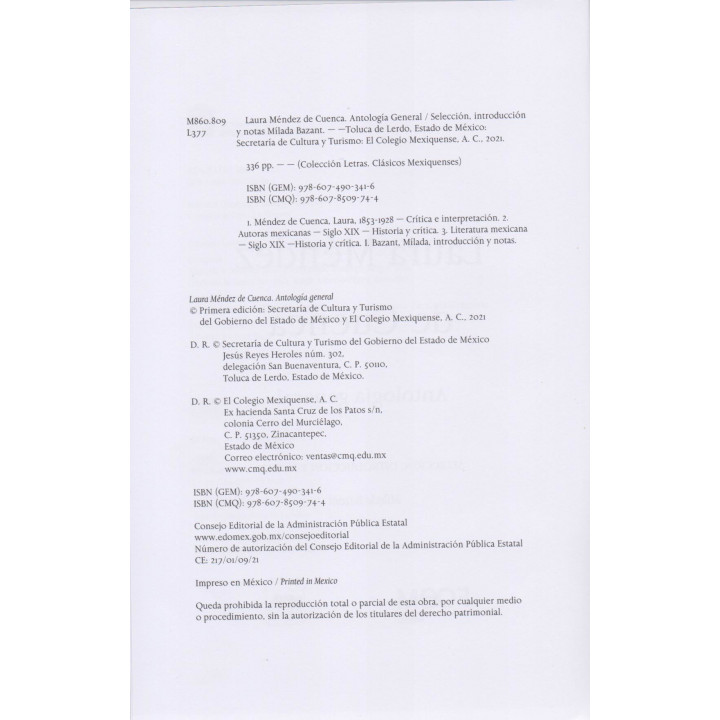 Laura Méndez de Cuenca. Antología General