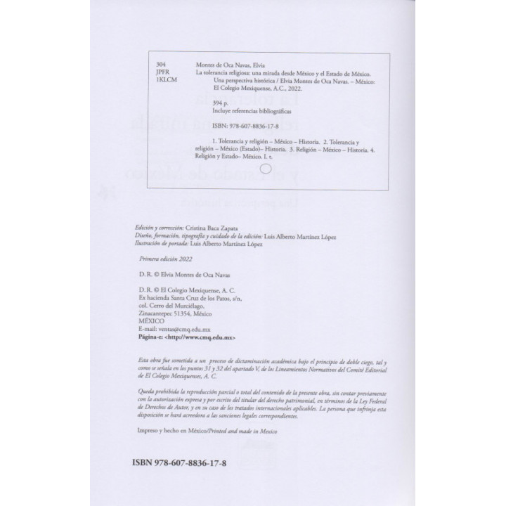 La tolerancia religiosa: una mirada desde México y el Estado de México. Una perspectiva histórica