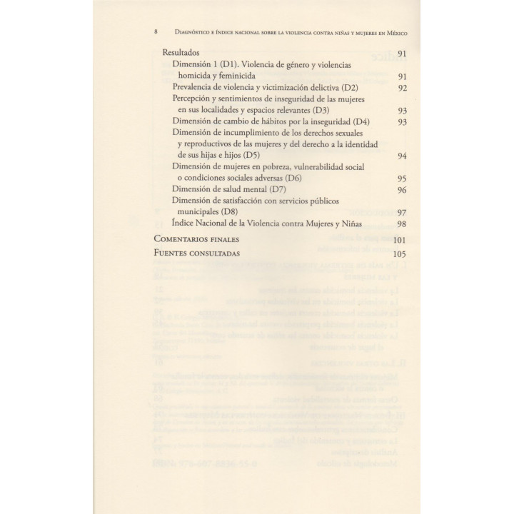 Diagnóstico e Índice Nacional sobre la Violencia contra Niñas y Mujeres en México