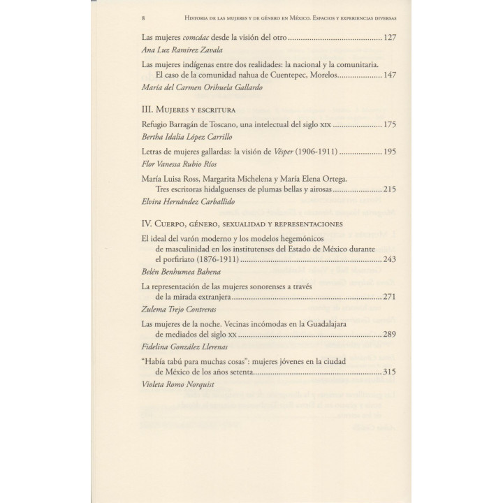 Historia de las mujeres y de género en México. Espacios y experiencias diversas