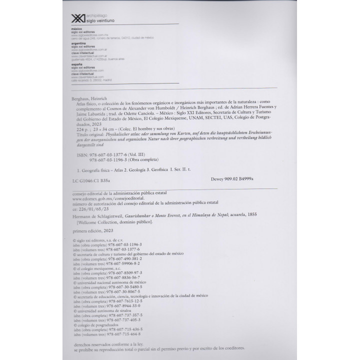 Atlas físico o colección de los fenómenos orgánicos e inorgánicos más importantes de la naturaleza